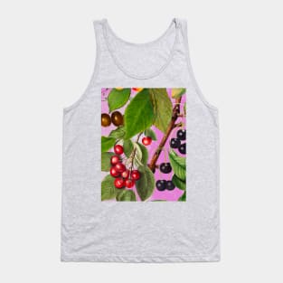 Exotic tropical floral leaves and fruits, botanical pattern, tropical plants, pink fruit pattern over a Tank Top